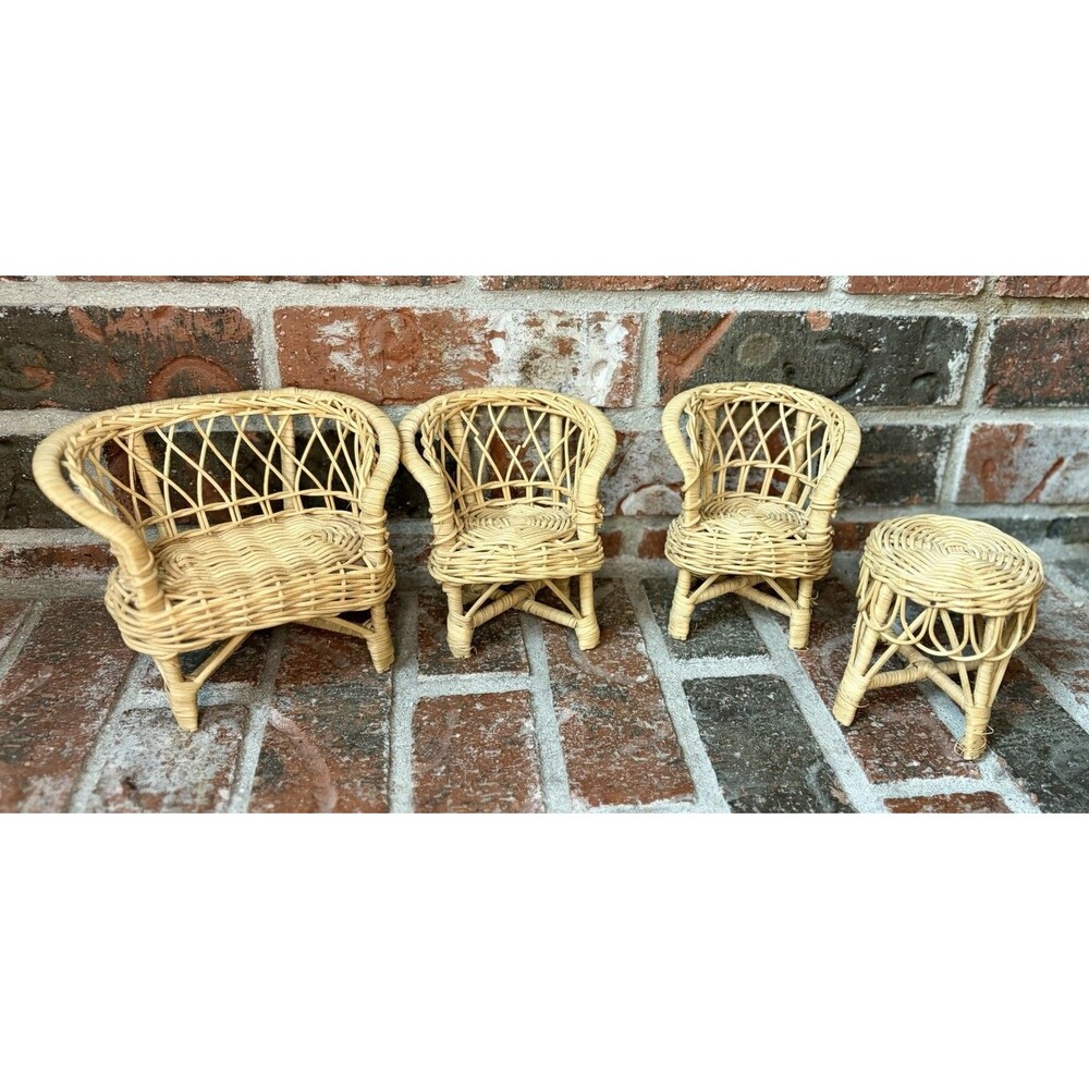 Vintage Wicker Doll Furniture for Barbie Vogue Ginny or Jill Muffie Ginger Virga